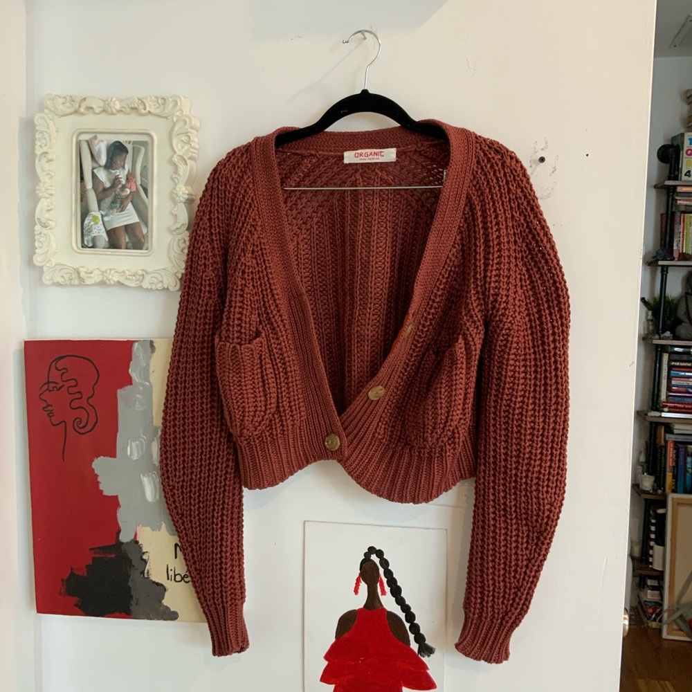 John Patrick Organic Cable Knit Cropped Sweater